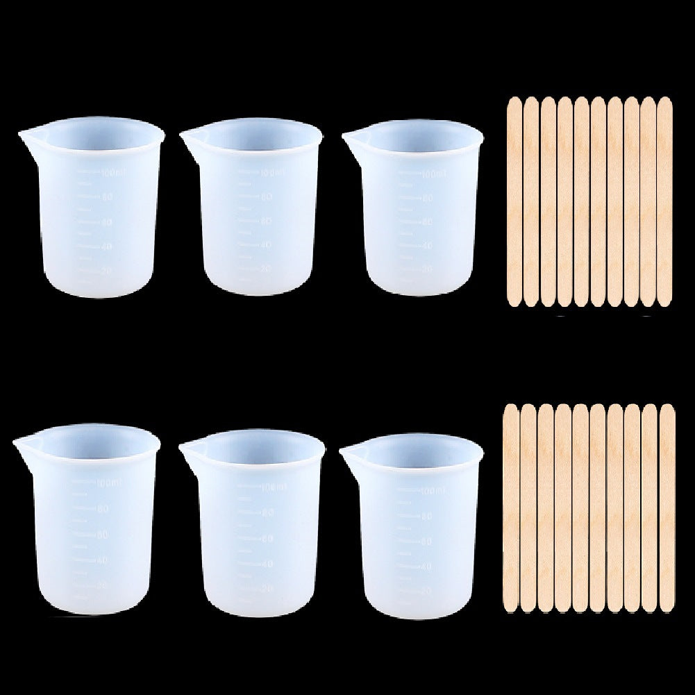 DIY Crystal Epoxy Resin Tool Set Measuring Cup Dropper Spoon Finger Cover Stirring Stick UV Resin Accessories Tool Set Kit