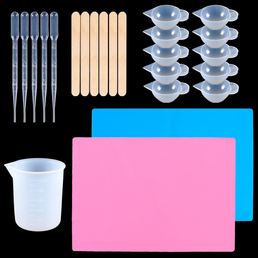 DIY Crystal Epoxy Resin Tool Set Measuring Cup Dropper Spoon Finger Cover Stirring Stick UV Resin Accessories Tool Set Kit