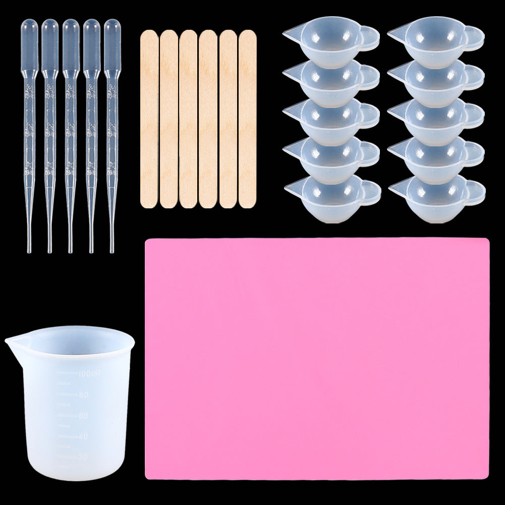 DIY Crystal Epoxy Resin Tool Set Measuring Cup Dropper Spoon Finger Cover Stirring Stick UV Resin Accessories Tool Set Kit