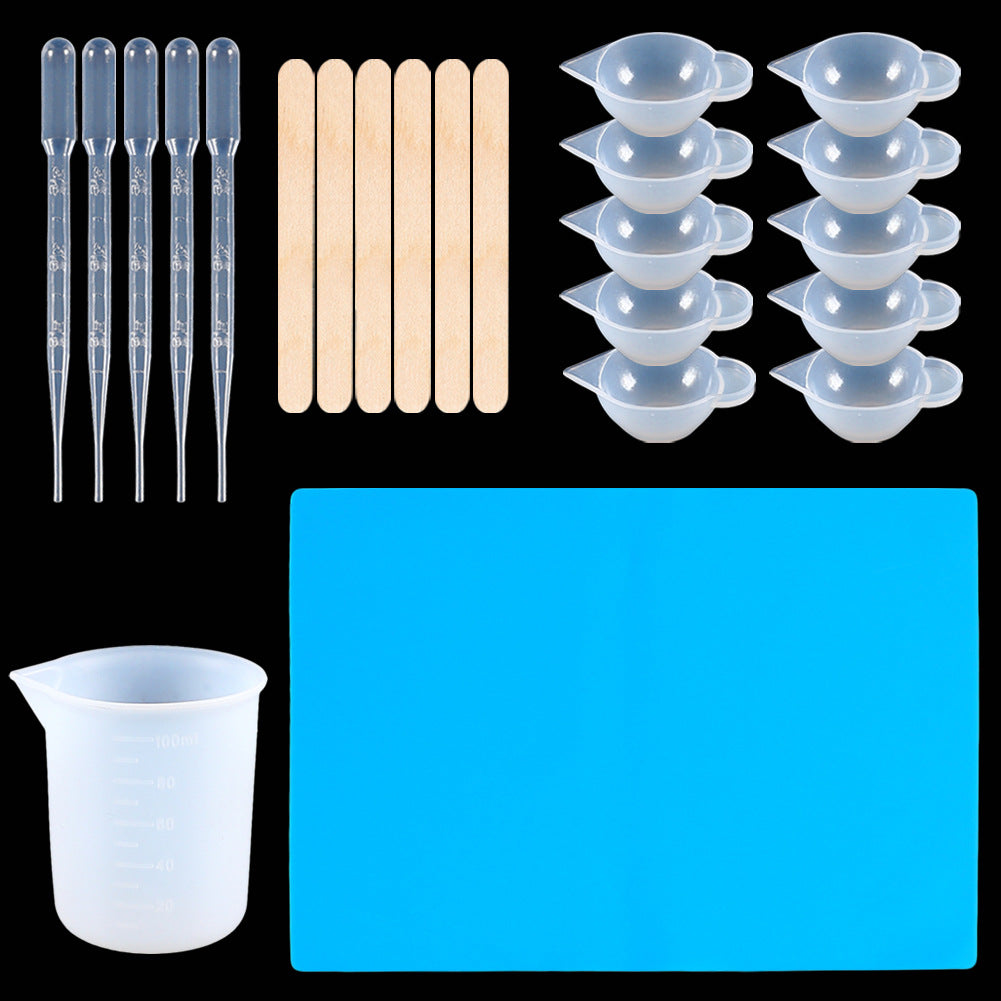 DIY Crystal Epoxy Resin Tool Set Measuring Cup Dropper Spoon Finger Cover Stirring Stick UV Resin Accessories Tool Set Kit