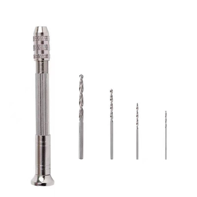 Hand Twist Drill Drilling Tool with 10 Drill Bits for Wood Manual Work DIY Jewelry Assembly Punch Tool