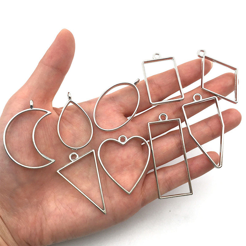 Geometric Metal Hollow Frame Pendant Bezel Set Geometric Metal Bezels Jewelry Accessories for DIY Epoxy Resin Art