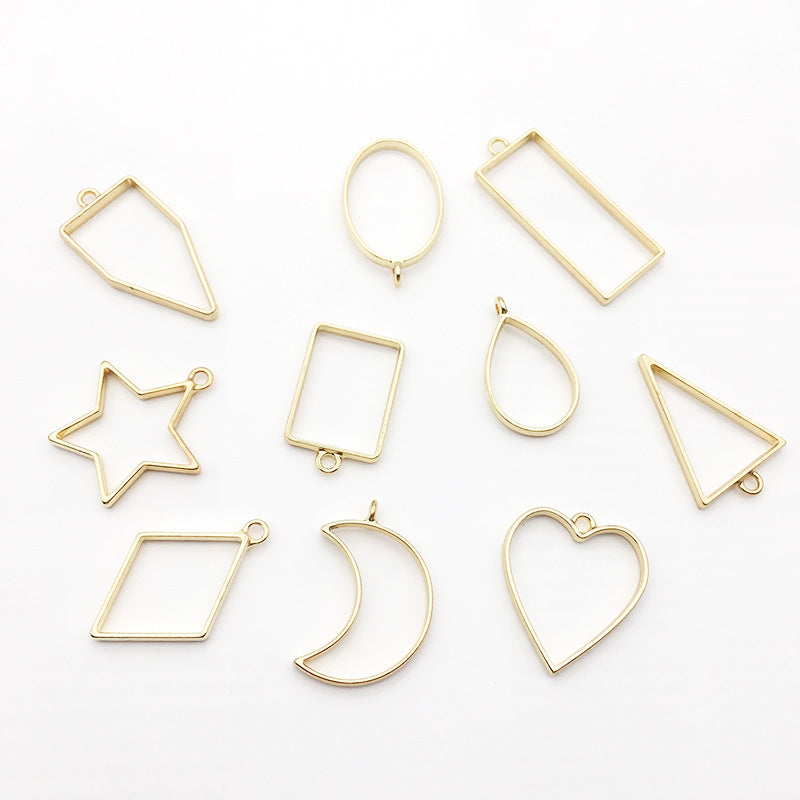 Geometric Metal Hollow Frame Pendant Bezel Set Geometric Metal Bezels Jewelry Accessories for DIY Epoxy Resin Art