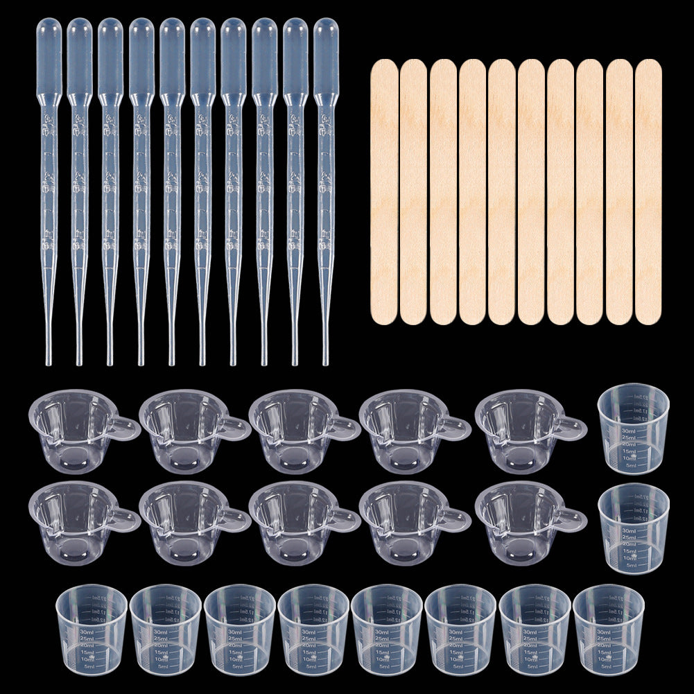 DIY Crystal Epoxy Resin Tool Set Measuring Cup Dropper Spoon Finger Cover Stirring Stick UV Resin Accessories Tool Set Kit
