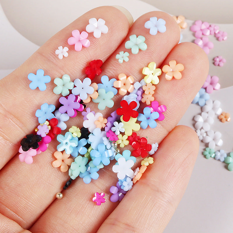 Wholesale Petal Nail Art Ornament 12 Box Resin Flower Ornament Set with Gold and Silver Beads