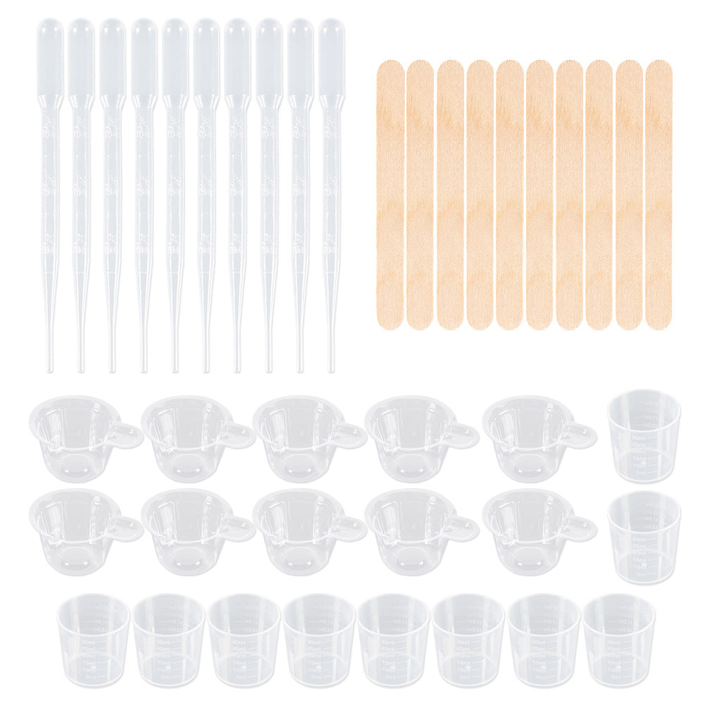 DIY Crystal Epoxy Resin Tool Set Measuring Cup Dropper Spoon Finger Cover Stirring Stick UV Resin Accessories Tool Set Kit