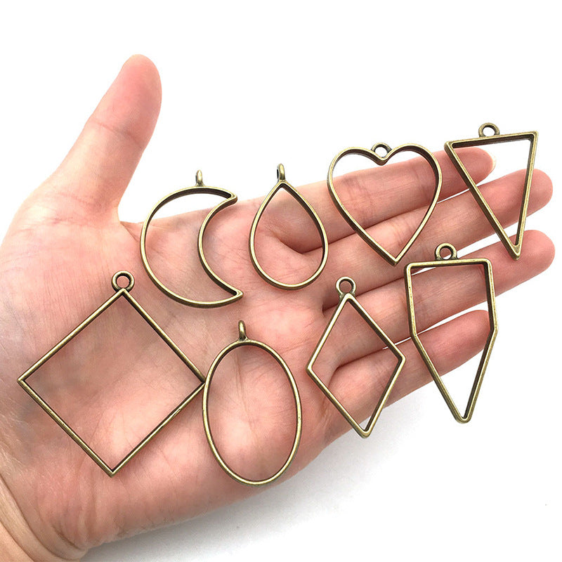 Geometric Metal Hollow Frame Pendant Bezel Set Geometric Metal Bezels Jewelry Accessories for DIY Epoxy Resin Art