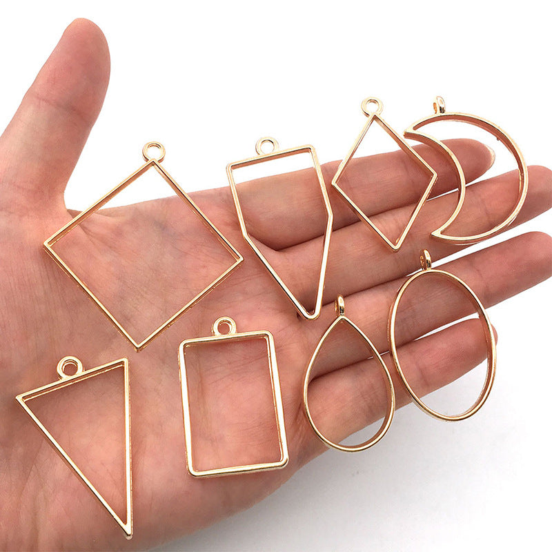 Geometric Metal Hollow Frame Pendant Bezel Set Geometric Metal Bezels Jewelry Accessories for DIY Epoxy Resin Art