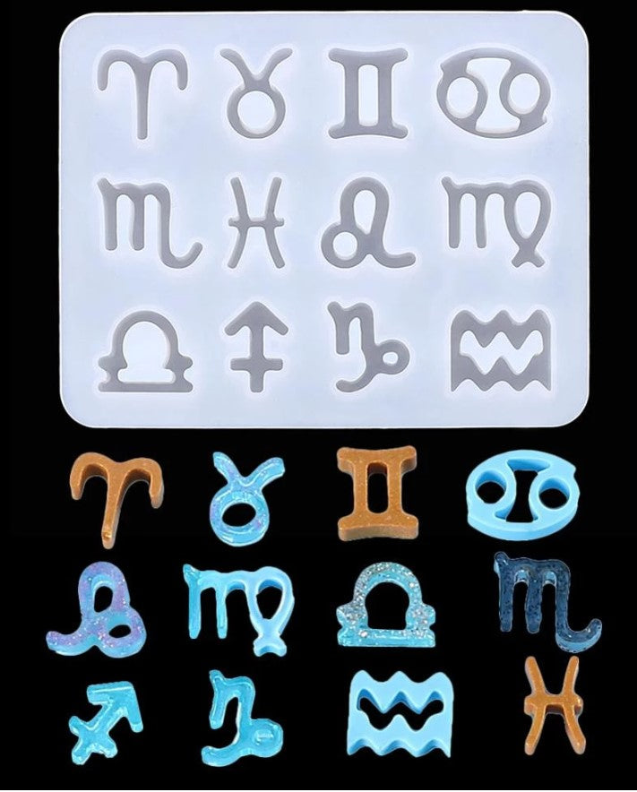 12 Horoscopes Silicone Casting Molds for DIY Resin Pendants Keychain Art Craft Handmade Making