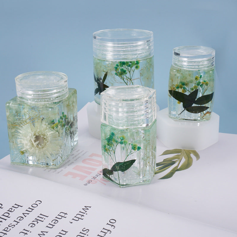Storage Bottle Mold with Lid for DIY Resin Sealed Jar Making