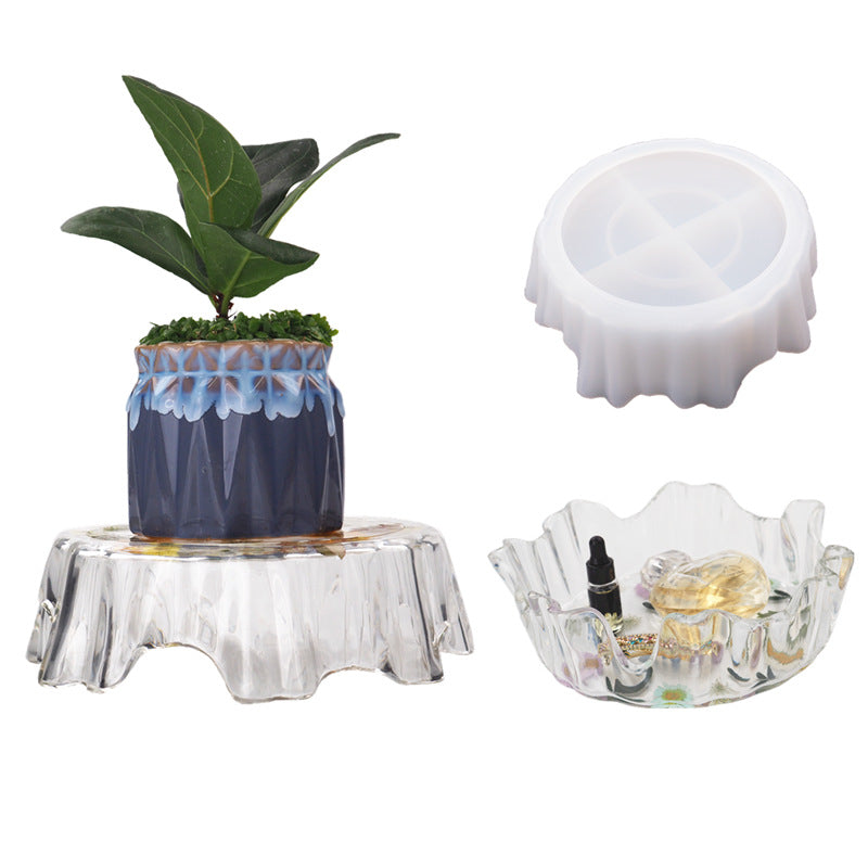 Crystal Epoxy Flower Pot Shelf Silicone Mold for DIY Crystal Resin Tray Making