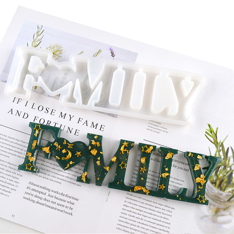 Love Family Various English Word Letter Silicone Molds for DIY Epoxy Resin Table Door Decorations