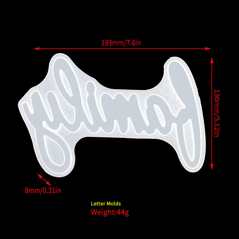 Love Family Various English Word Letter Silicone Molds for DIY Epoxy Resin Table Door Decorations