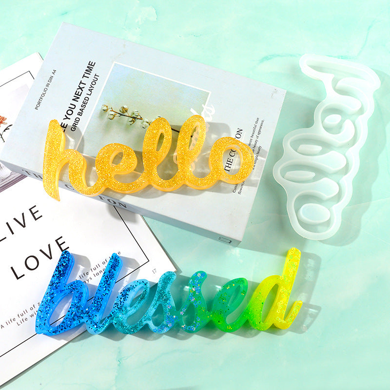 Love Family Various English Word Letter Silicone Molds for DIY Epoxy Resin Table Door Decorations