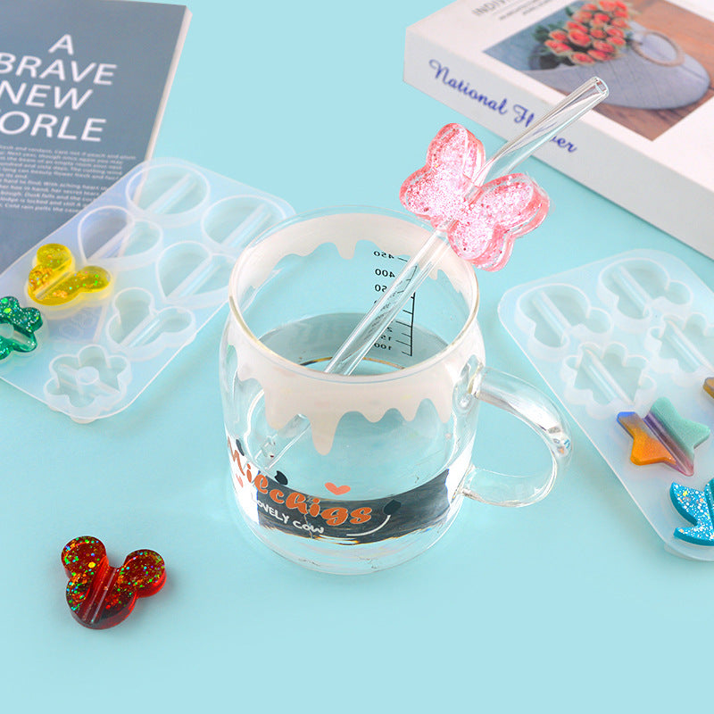 Silicone Topper Resin Straw Molds for Straws DIY Crafts Drink Decoration Making Casting