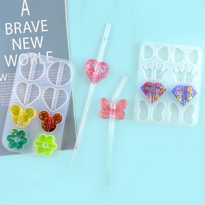 Silicone Topper Resin Straw Molds for Straws DIY Crafts Drink Decoration Making Casting