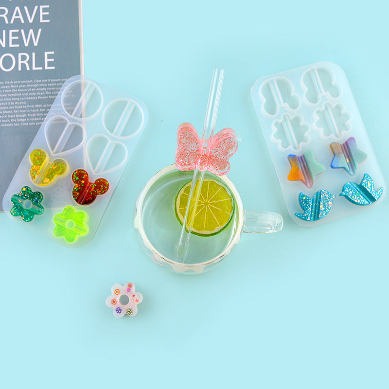 Silicone Topper Resin Straw Molds for Straws DIY Crafts Drink Decoration Making Casting