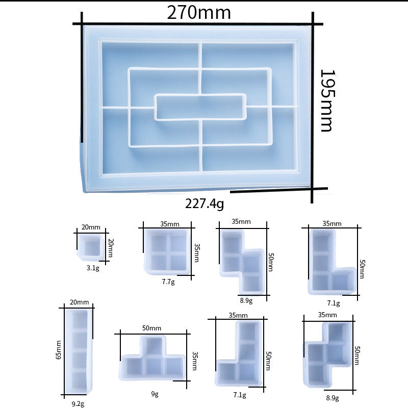 Silicone Tetris Cube Tray Molds for Making DIY Resin Crafts Toy