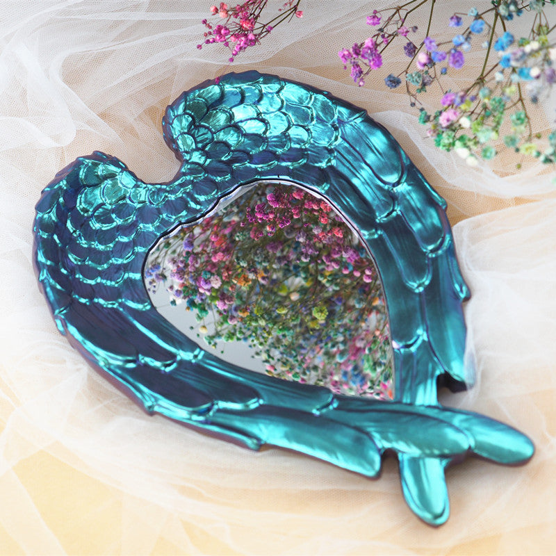 Silicone Mold Wings Love Mirror Tray Feather Mirror for DIY Resin Crafts