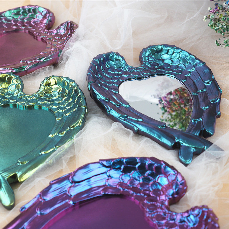 Silicone Mold Wings Love Mirror Tray Feather Mirror for DIY Resin Crafts