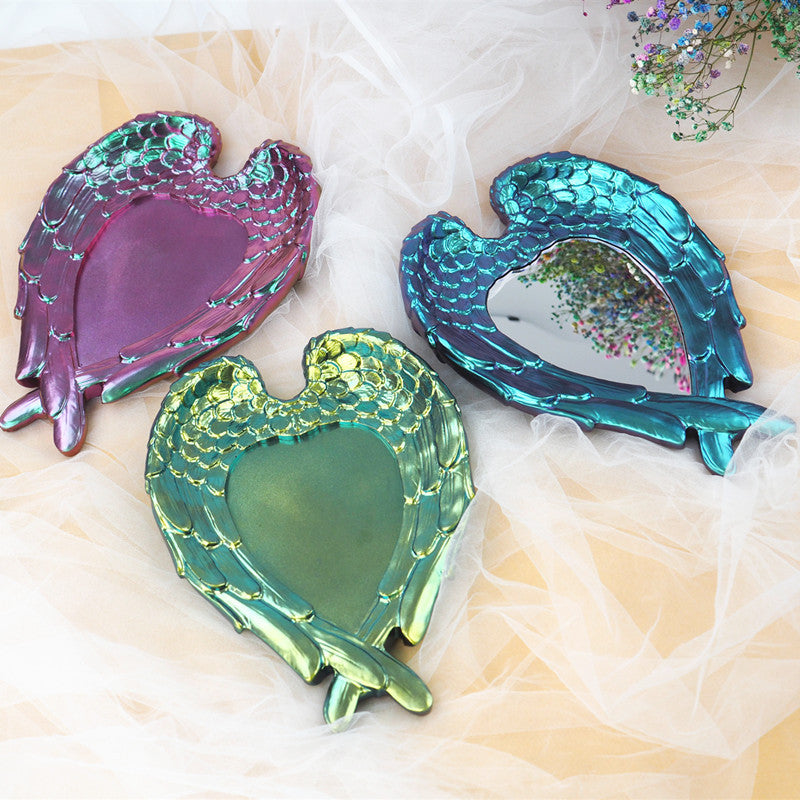 Silicone Mold Wings Love Mirror Tray Feather Mirror for DIY Resin Crafts