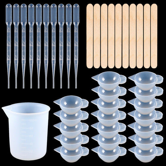 DIY Crystal Epoxy Resin Tool Set Measuring Cup Dropper Spoon Finger Cover Stirring Stick UV Resin Accessories Tool Set Kit