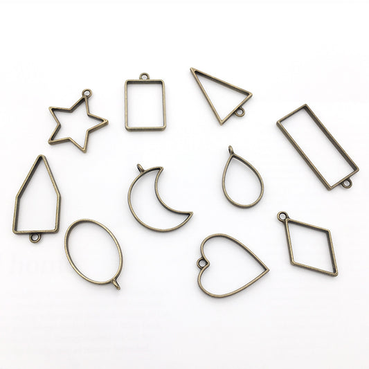 Geometric Metal Hollow Frame Pendant Bezel Set Geometric Metal Bezels Jewelry Accessories for DIY Epoxy Resin Art