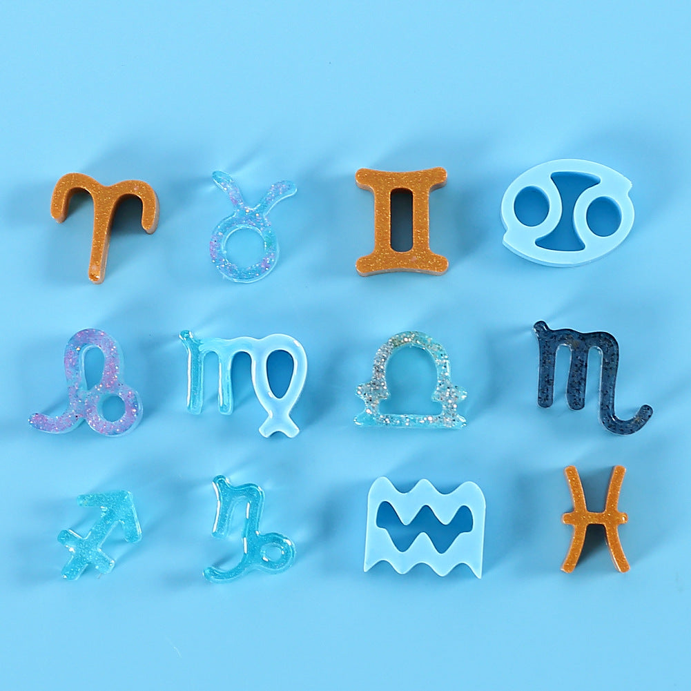 12 Horoscopes Silicone Casting Molds for DIY Resin Pendants Keychain Art Craft Handmade Making
