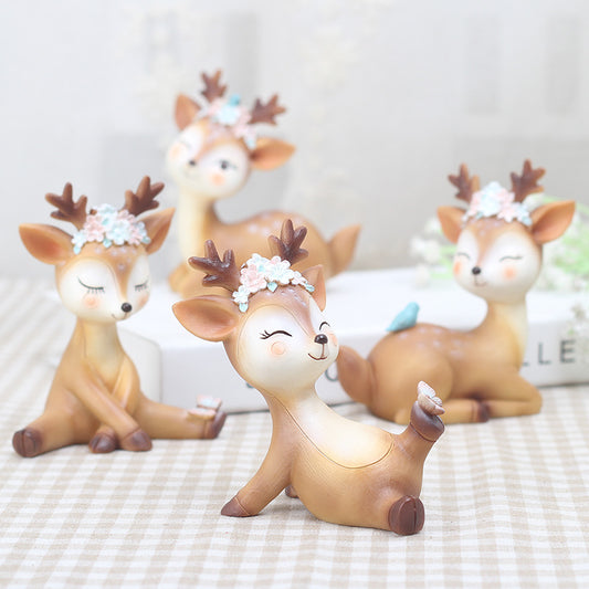 Cartoon Car Resin Crafts Resin Deer Ornaments Creative Sweet Deer Ornaments Gifts