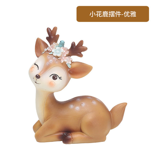 Cartoon Car Resin Crafts Resin Deer Ornaments Creative Sweet Deer Ornaments Gifts