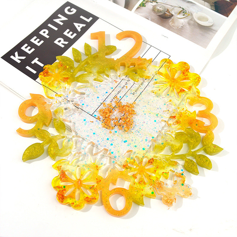 Silicone Flower Clock Mold for DIY Resin Crafts
