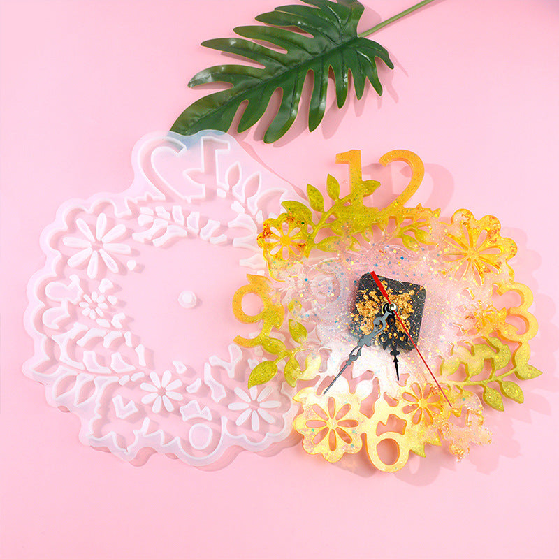 Silicone Flower Clock Mold for DIY Resin Crafts