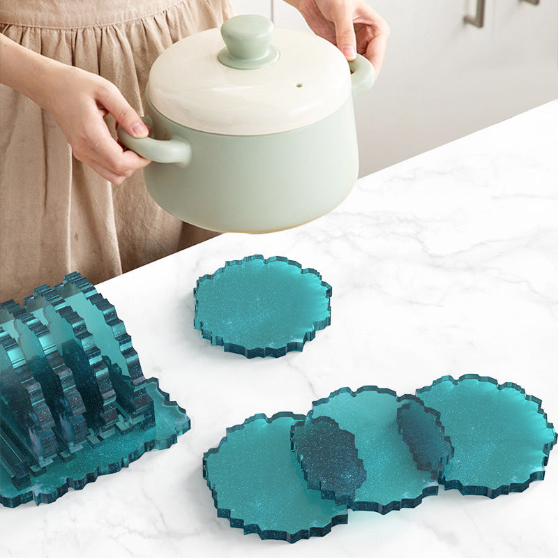 Wave pattern Silicone Mold Coaster with Storage Rack for DIY Home Craft Art