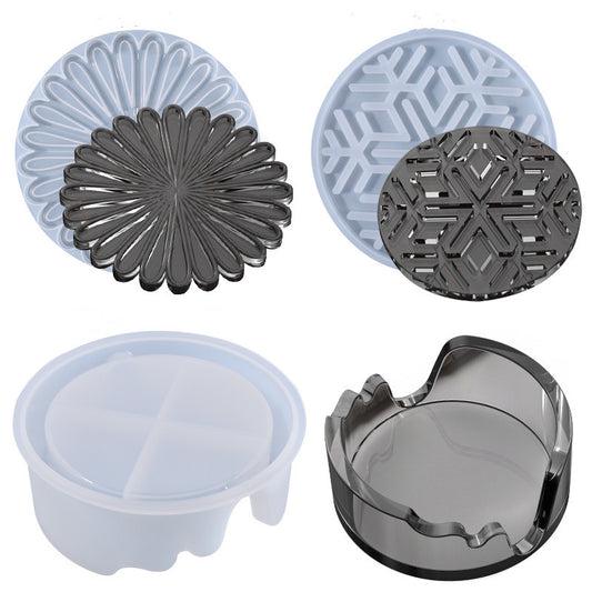 Silicone Coaster Molds with Storage Box Mold for Home Decoration Epoxy Cups Mats Making