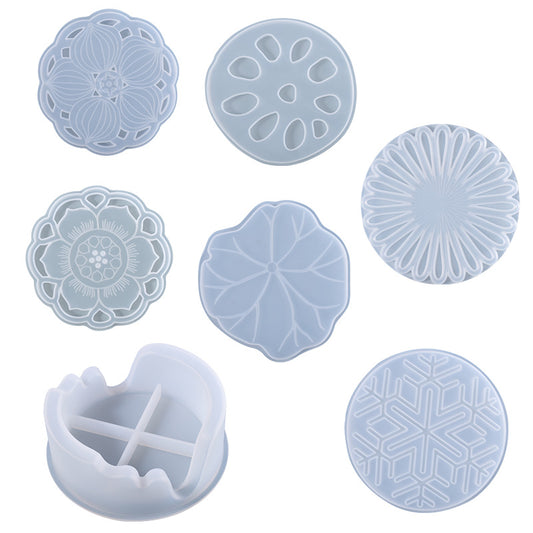 Silicone Coaster Molds with Storage Box Mold for Home Decoration Epoxy Cups Mats Making