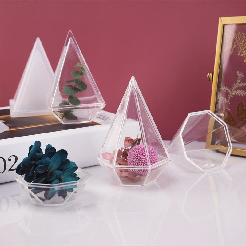 DIY Silicone Cut Diamond Storage Box Mold for Jewelry Transparent Resin Decorative Craft