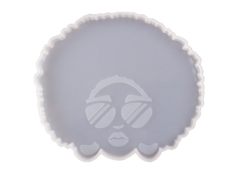 DIY Silicone Glasses Girl Coaster Mold for Epoxy Resin Geode Cup Mat Making