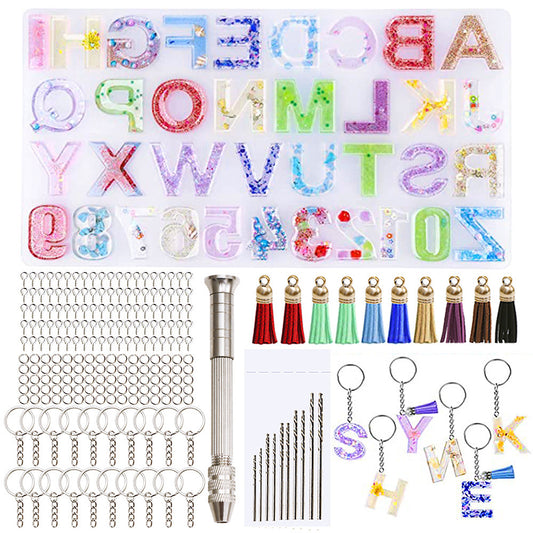Alphabet Set Letter Silicone Molds Kit for DIY Making Epoxy Resin Keychain Crafts