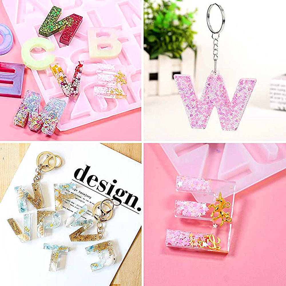 Alphabet Set Letter Silicone Molds Kit for DIY Making Epoxy Resin Keychain Crafts