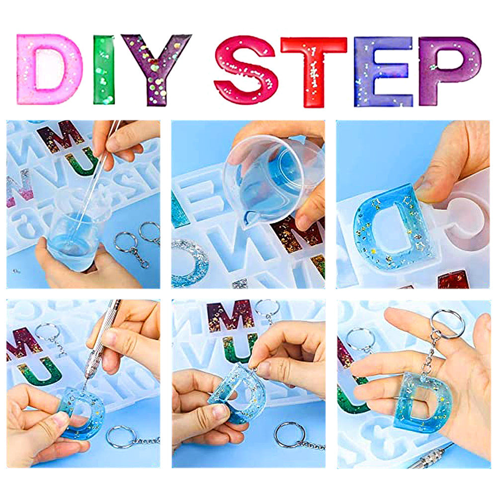 Alphabet Set Letter Silicone Molds Kit for DIY Making Epoxy Resin Keychain Crafts