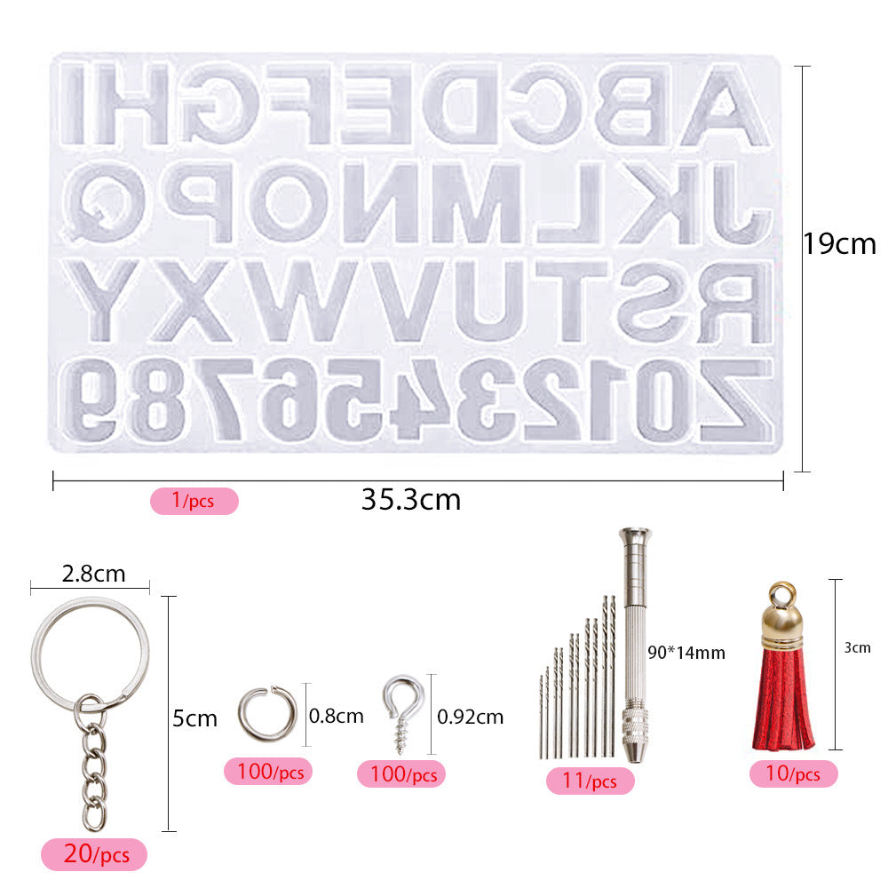 Alphabet Set Letter Silicone Molds Kit for DIY Making Epoxy Resin Keychain Crafts