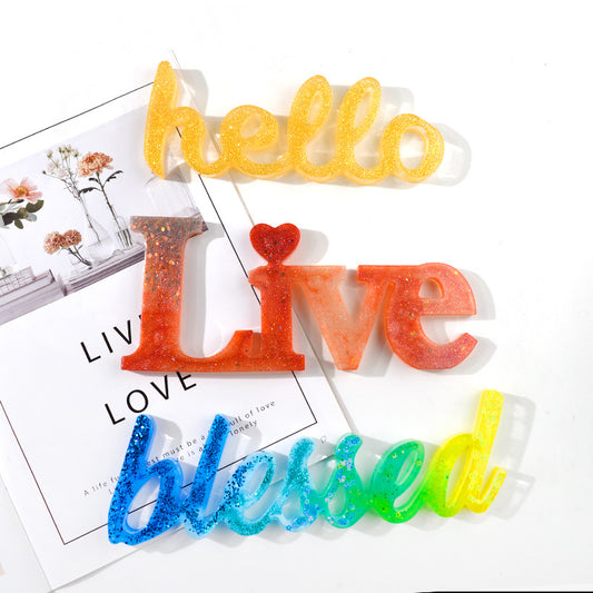 Love Family Various English Word Letter Silicone Molds for DIY Epoxy Resin Table Door Decorations