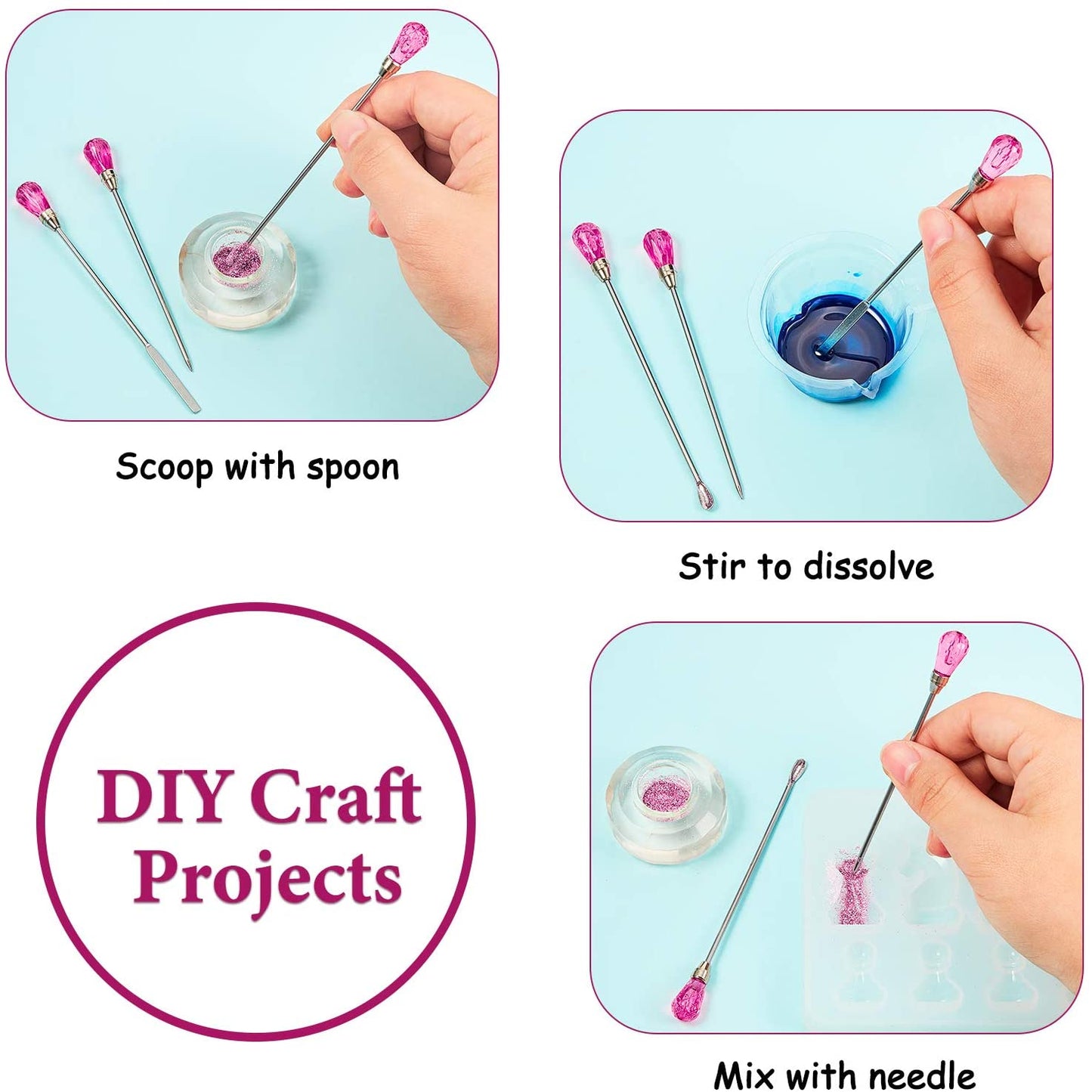 Resin Needle Spoon Tools Set Nail Art Tools for Silicone UV Epoxy Resin Mold Clay Craft DIY