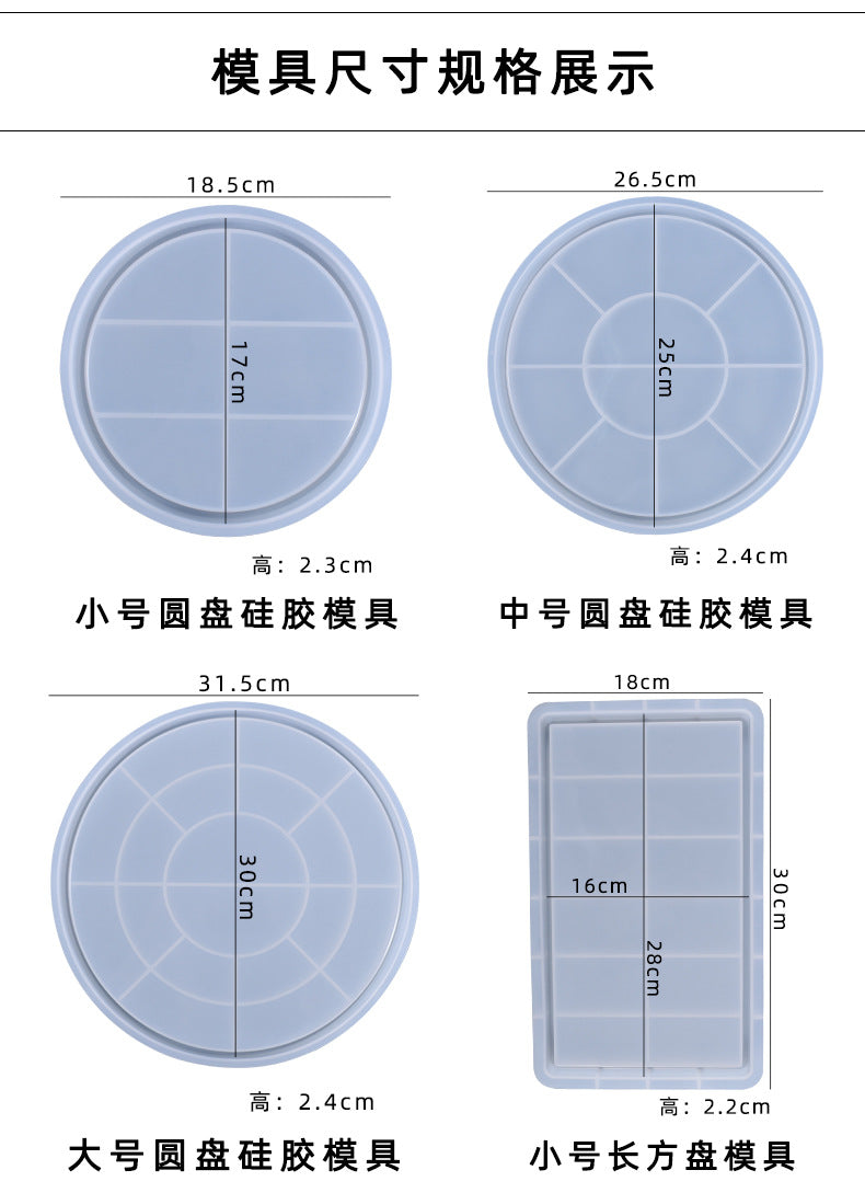 Various Sizes Shapes Silicone Plate Molds for DIY Resin Home Decorations