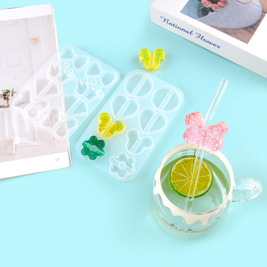 Silicone Topper Resin Straw Molds for Straws DIY Crafts Drink Decoration Making Casting