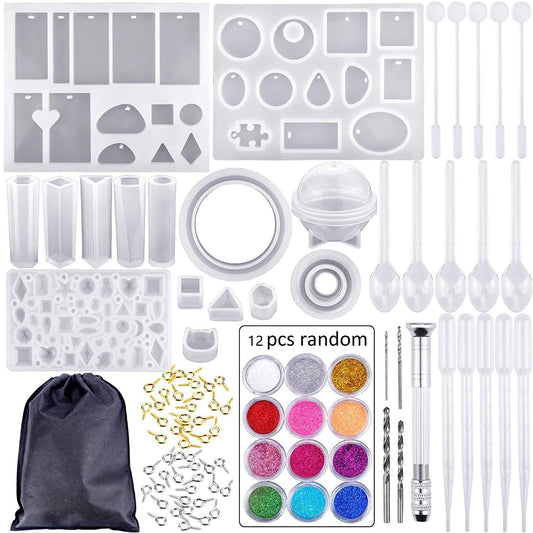 Jewelry Making DIY Starter Resin Kit 159 Pcs Silicone Casting Molds and Tools Set for Resin Crafts