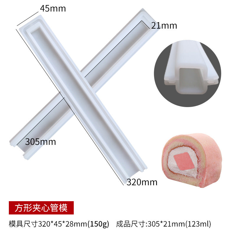 Various Shapes Sandwich Tube Silicone Molds for DIY Cake Roll Chocolate