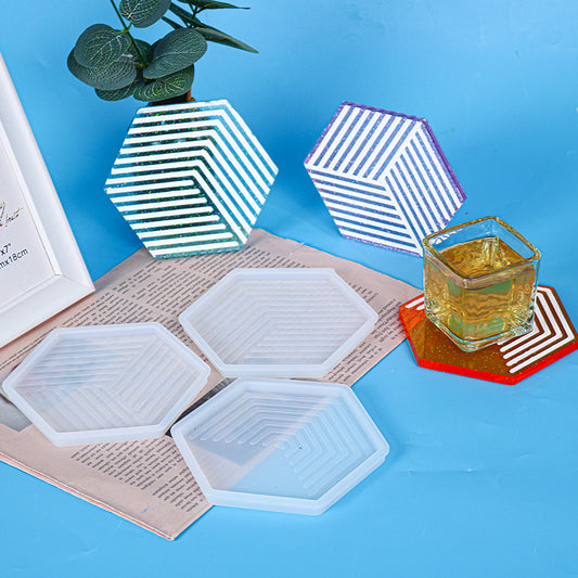 Silicone Striped Coaster Molds for Making Home Decoration Resin Cups Mats
