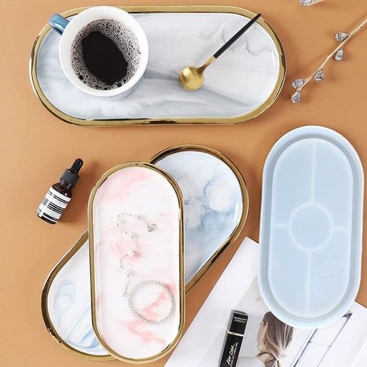 Silicone Oval Resin Tray Mold for Tableware Setting Jewelry Resin Crafts
