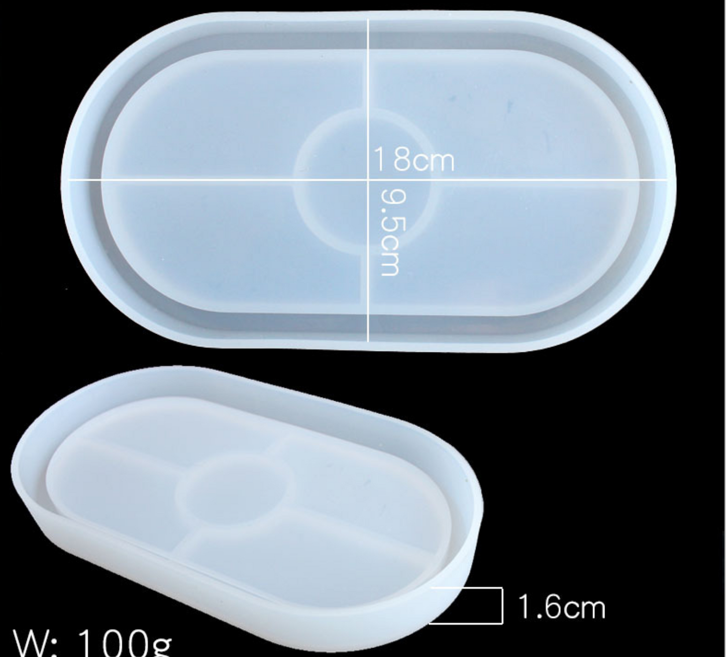 Silicone Oval Resin Tray Mold for Tableware Setting Jewelry Resin Crafts